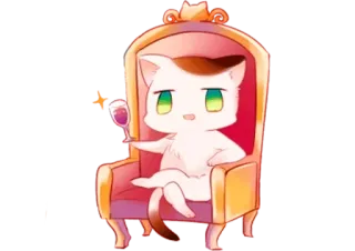 👑 gatto, vino, sedia, animale, gatto domestico, gattino whatsapp sticker