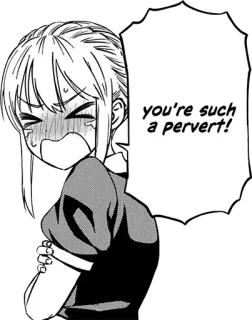 😳 you're such a pervert! Аниме, Манга, Извращенец, Злой, Плачет, Оскорбление, Облачко telegram sticker