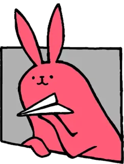 😊 Hase, Kaninchen, Papierflieger, niedlich, Cartoon, Tier, rosa whatsapp sticker