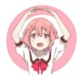 ⭕ Anime, Fille, Coeur mains, Mignon, Rose, Dessin animé whatsapp sticker