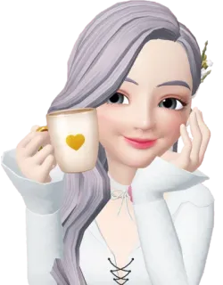 ☕️ zepeto, avatar, menina, café, coração, fofo, sorriso telegram sticker
