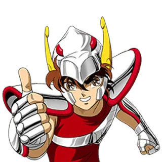👍 anime, cartone animato, pollice in su, casco, sorridente telegram sticker