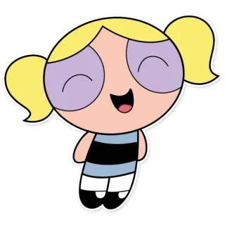 😌 Bubbles The Powerpuff Girls cartone animato, bionda, ragazza, carina, felice telegram sticker