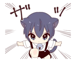 🐱 ギ кот, аниме, чиби, каваий, уши, колокольчик, милый, котенок whatsapp sticker