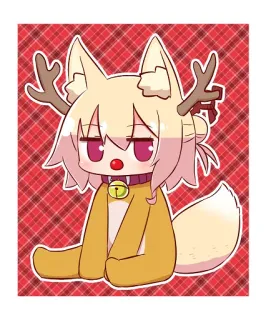 🦊 rena, natal, fofo, desenho animado, animal, anime telegram sticker