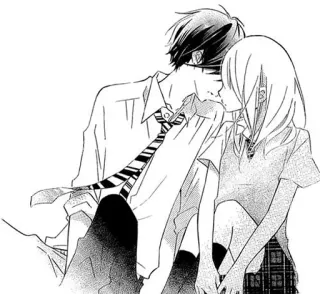 ❤ マンガ, アニメ, カップル, 恋愛, キス telegram sticker