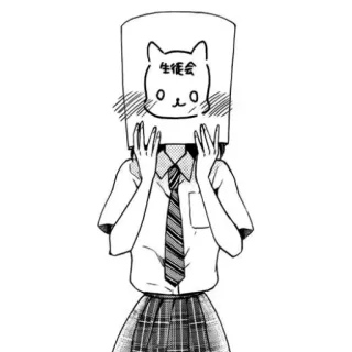 💕 生徒会 seragam sekolah, anime, gambar kucing, teks jepang, dewan siswa, dasi, rok telegram sticker