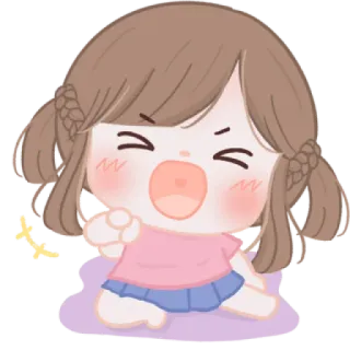 🧸 cartoon, girl, anime, cute, happy, cheerful whatsapp sticker