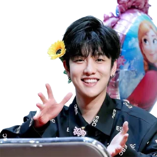 👏 korean, male, flower, person, smiling telegram sticker