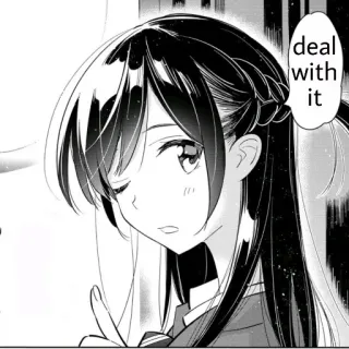 😏 deal with it アニメ, マンガ, 女の子, ドヤ顔, 眼鏡, 自信, かっこいい telegram sticker