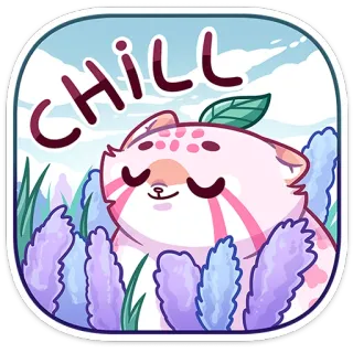 ☺️ CHILL relaks, kot, słodki, odpoczynek, lawenda, zwierzęta, kawaii whatsapp sticker