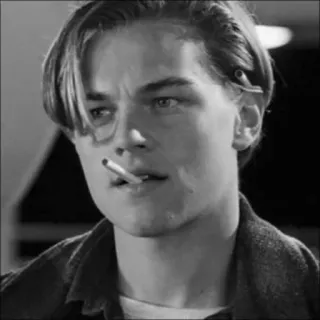 ⛓ Leonardo DiCaprio 吸烟, 香烟, 演员, 黑白, 肖像, 男人 telegram sticker
