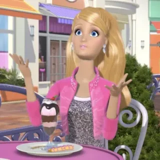 👼 Barbie Barbie, Puppe, Cartoon, Dessert, Rosa, Mädchen, Mode telegram sticker
