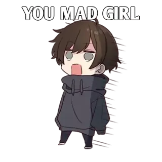 ✨ YOU MAD GIRL Anime, Cartone animato, Meme, Divertente, Espressione, Arrabbiato, Ragazza whatsapp sticker