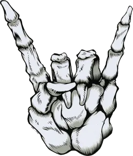😦 Mano esqueleto, Rock on, Cuernos del diablo, Metal, Gesto, Halloween, Símbolo telegram sticker