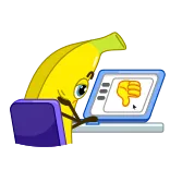 👎 банан, палец вниз, компьютер, не нравится, отрицательный, мультфильм telegram sticker