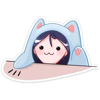 🐾 น่ารัก, คาวาอิ, อนิเมะ, แมว, เสื้อฮู้ด, การ์ตูน telegram sticker