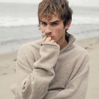 🖤 Ian Somerhalder aktor, potret, pria, sweter, pantai telegram sticker