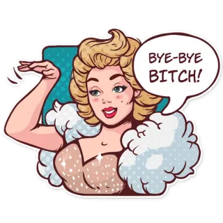 👋 BYE-BYE BITCH! cartoon, woman, goodbye, offensive, sticker telegram sticker
