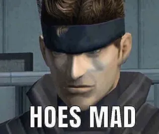 👩‍🦰 Solid Snake Metal Gear Solid HOES MAD Jeu vidéo, Serpent, Soldat, Meme, En colère telegram sticker