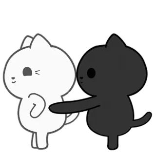 ❤️ katten, vriendschap, cartoon, schattig, zwart wit telegram sticker