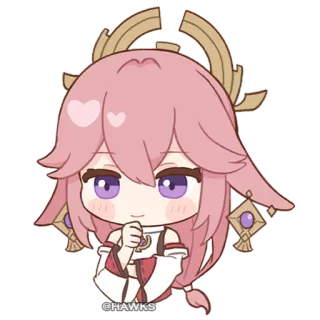 ☺️ Yae Miko Genshin Impact @HAWKS yae miko, genshin impact, anime, chibi telegram sticker