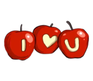 🍎 I<3U manzana, amor, san valentín, corazón, te amo telegram sticker