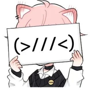 😳 >///< anime, cat ears, cute, kawaii, blush, nervous, expression whatsapp sticker