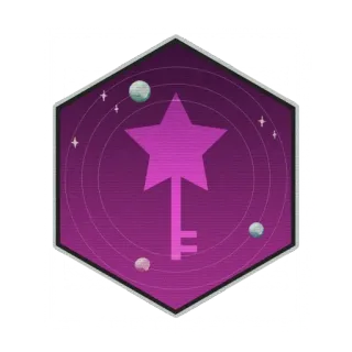 🔑 star, key, space, planets, badge, purple, hexagon telegram sticker