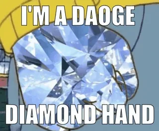😃 I'M A DAOGE DIAMOND HAND Diamentowe ręce, Meme, Akcje, Inwestycje, Humor telegram sticker