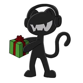 🎁 кот, наушники, подарок, мультфильм, персонаж, презент telegram sticker