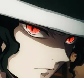 🩸 Muzan Kibutsuji Demon Slayer Anime, Demônio, olhos vermelhos, chapéu, Muzan Kibutsuji, Demon Slayer telegram sticker