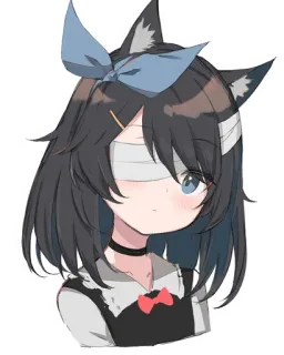 😳 Anime, Chica, Orejas de gato, Venda, Lindo, Gargantilla telegram sticker