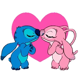 👩‍❤️‍👨 Stitch hôn, tình yêu, cặp đôi, hoạt hình, disney, thiên thần telegram sticker