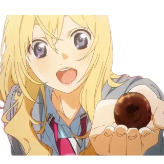 🍩 Kaori Miyazono Your Lie in April аниме, девушка, персонаж, мультфильм whatsapp sticker