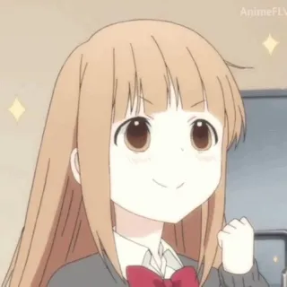 🕸 Anime, Słodkie, Dziewczyna, Kreskówka, Uczennica, Szczęśliwa, Iskierka, Wesoła telegram sticker