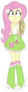 😟 Fluttershy My Little Pony Kartun, Poni, Imut, Rambut merah muda, Kupu-kupu, Tamborin telegram sticker