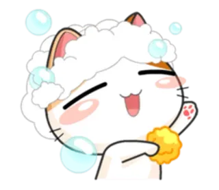 🛀 chat, bain, bulles, mignon, dessin animé, animal whatsapp sticker