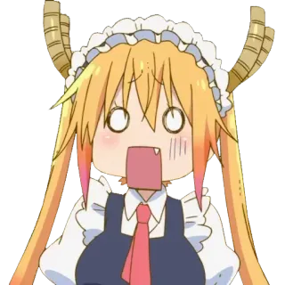 😱 Tohru Miss Kobayashi's Dragon Maid Anime, Naga, Maid, Tohru, Miss Kobayashi's Dragon Maid, Terkejut, Kaget telegram sticker