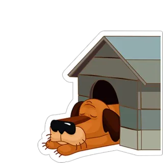 🐶 หมา, บ้านหมา, นอนหลับ, การ์ตูน, สัตว์ telegram sticker