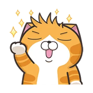 🐵 고양이, 동물, 귀여운, 행복한, 반짝이, 쾌활한, 주황색 고양이, 만화 telegram sticker