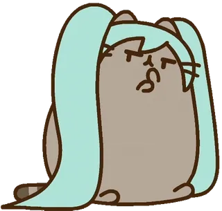 Hatsune Miku x Pusheen :: @line_stickers whatsapp stickers