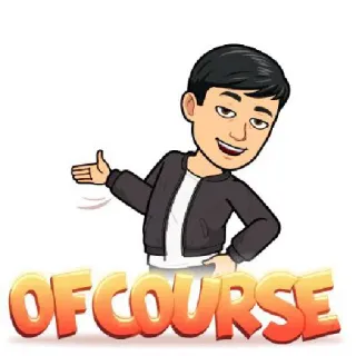 👍 OF COURSE Bitmoji, Dibujo animado, Acuerdo, Expresión, Sí, Afirmativo telegram sticker
