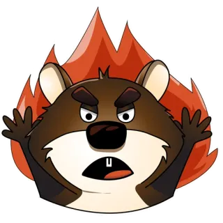 👿 Dessin animé, Animal, Colérique, Rongeur, Flammes, Feu, Autocollant whatsapp sticker