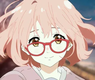 😊 Anime, Ragazza, Occhiali, Carina, Capelli rosa telegram sticker