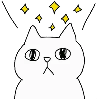 💬 kat, sterren, schattig, witte kat, tekening, sticker, dier, huisdier telegram sticker
