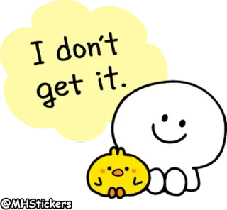 🤔 I don't get it. desenho animado, texto, frase, fofo, amarelo, branco telegram sticker
