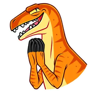 🙏 dinosaurio, raptor, dibujos animados, tramando, malvado telegram sticker