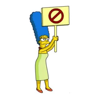 ⛔️ Marge Simpson The Simpsons Marge Simpson, The Simpsons, protest sign, cartoon, no symbol, yellow telegram sticker