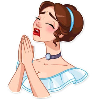 🙏 femme, prière, dessin animé, implorant, suppliant, contrarié(e) telegram sticker